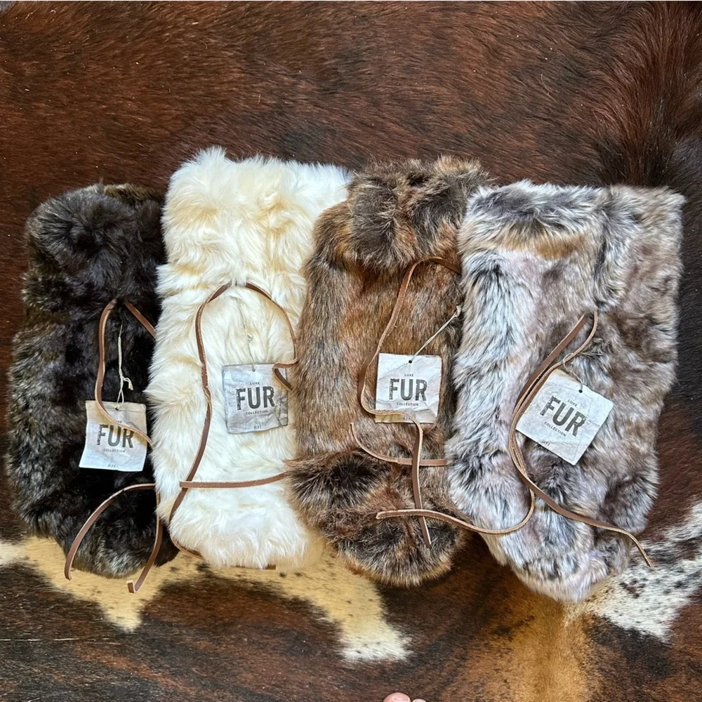 RESTORATION HARDWARE LUXE FAUX FUR WINE BAG